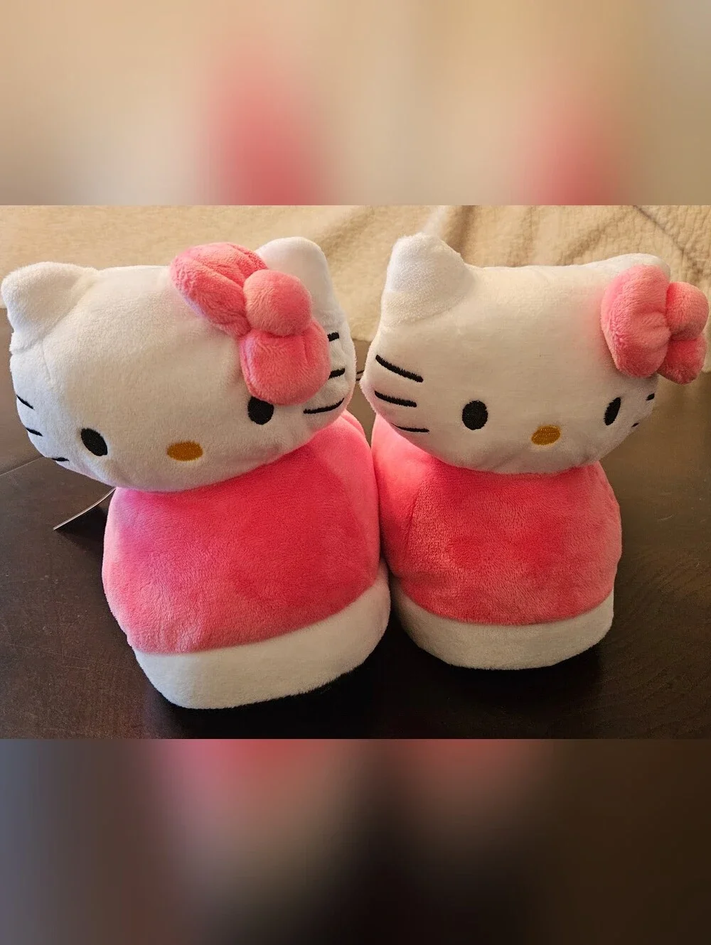 Hello Kitty Pink Plush Kids Slippers with Bow 11/12K